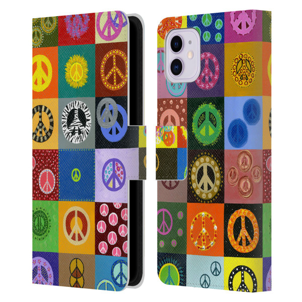 Suzan Lind Colours & Patterns Peace Quilt Leather Book Wallet Case Cover For Apple iPhone 11