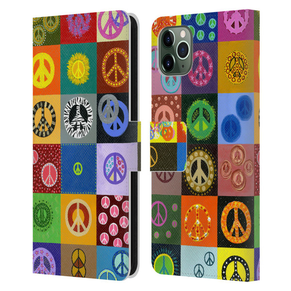 Suzan Lind Colours & Patterns Peace Quilt Leather Book Wallet Case Cover For Apple iPhone 11 Pro Max