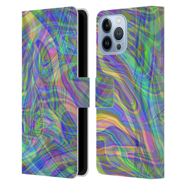 Suzan Lind Colours & Patterns Iridescent Abstract Leather Book Wallet Case Cover For Apple iPhone 13 Pro Max