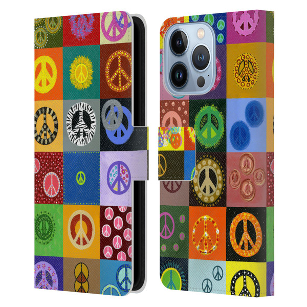 Suzan Lind Colours & Patterns Peace Quilt Leather Book Wallet Case Cover For Apple iPhone 13 Pro