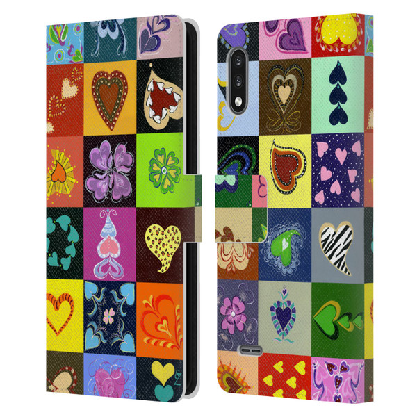 Suzan Lind Colours & Patterns Heart Quilt Leather Book Wallet Case Cover For LG K22