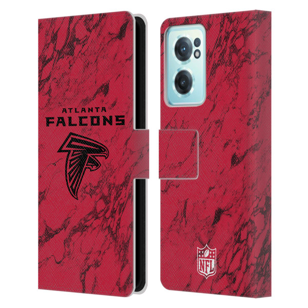 NFL Atlanta Falcons Graphics Coloured Marble Leather Book Wallet Case Cover For OnePlus Nord CE 2 5G