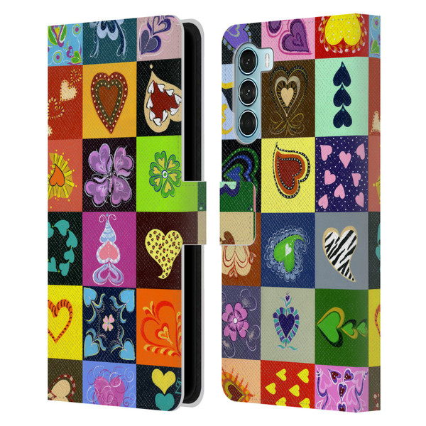 Suzan Lind Colours & Patterns Heart Quilt Leather Book Wallet Case Cover For Motorola Edge S30 / Moto G200 5G