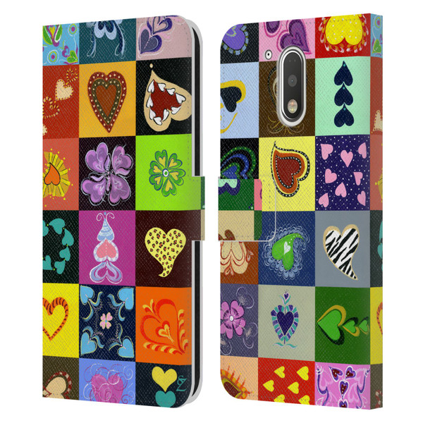 Suzan Lind Colours & Patterns Heart Quilt Leather Book Wallet Case Cover For Motorola Moto G41