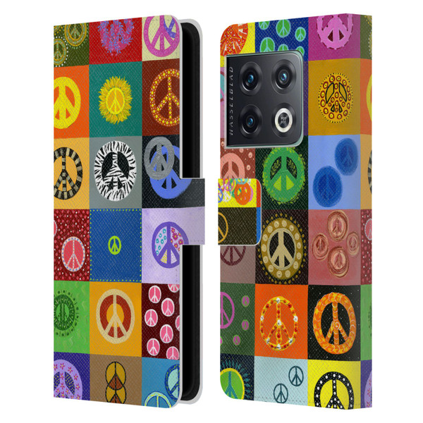 Suzan Lind Colours & Patterns Peace Quilt Leather Book Wallet Case Cover For OnePlus 10 Pro