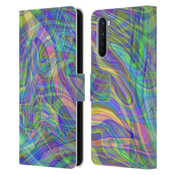 Suzan Lind Colours & Patterns Iridescent Abstract Leather Book Wallet Case Cover For OnePlus Nord 5G