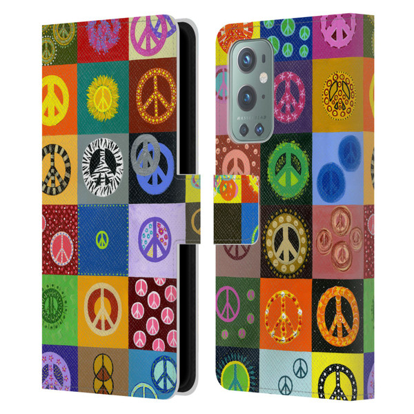 Suzan Lind Colours & Patterns Peace Quilt Leather Book Wallet Case Cover For OnePlus 9