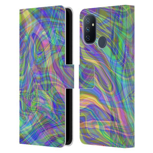 Suzan Lind Colours & Patterns Iridescent Abstract Leather Book Wallet Case Cover For OnePlus Nord N100