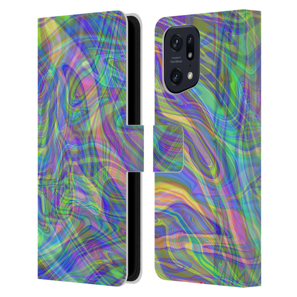 Suzan Lind Colours & Patterns Iridescent Abstract Leather Book Wallet Case Cover For OPPO Find X5
