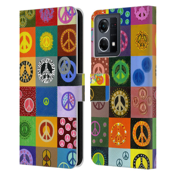 Suzan Lind Colours & Patterns Peace Quilt Leather Book Wallet Case Cover For OPPO Reno8 4G