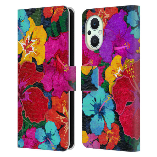 Suzan Lind Colours & Patterns Tropical Hibiscus Leather Book Wallet Case Cover For OPPO Reno8 Lite