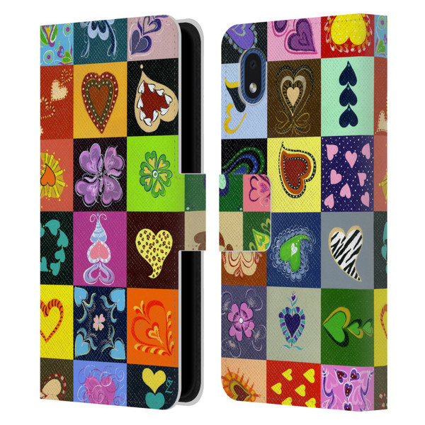 Suzan Lind Colours & Patterns Heart Quilt Leather Book Wallet Case Cover For Samsung Galaxy A01 Core (2020)