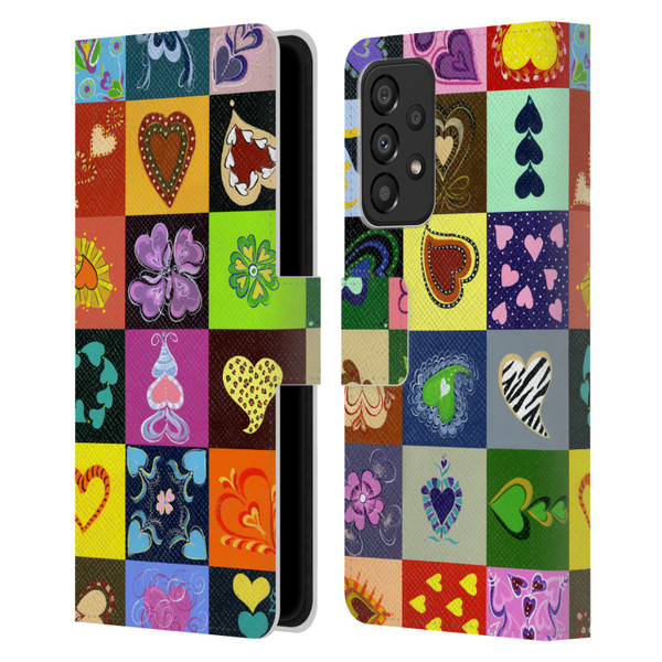 Suzan Lind Colours & Patterns Heart Quilt Leather Book Wallet Case Cover For Samsung Galaxy A33 5G (2022)