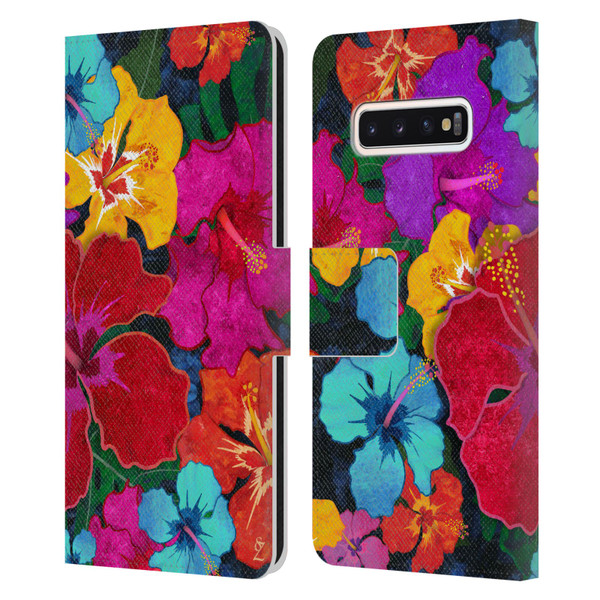 Suzan Lind Colours & Patterns Tropical Hibiscus Leather Book Wallet Case Cover For Samsung Galaxy S10