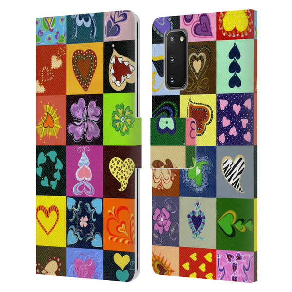 Suzan Lind Colours & Patterns Heart Quilt Leather Book Wallet Case Cover For Samsung Galaxy S20 / S20 5G