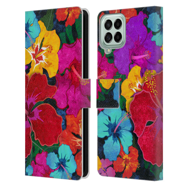 Suzan Lind Colours & Patterns Tropical Hibiscus Leather Book Wallet Case Cover For Samsung Galaxy M53 (2022)