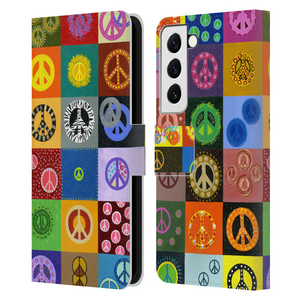 Suzan Lind Colours & Patterns Peace Quilt Leather Book Wallet Case Cover For Samsung Galaxy S22 5G