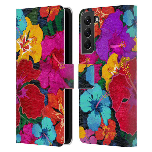 Suzan Lind Colours & Patterns Tropical Hibiscus Leather Book Wallet Case Cover For Samsung Galaxy S22+ 5G