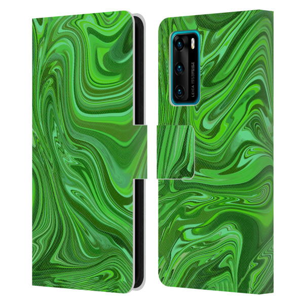 Suzan Lind Marble Emerald Green Leather Book Wallet Case Cover For Huawei P40 5G