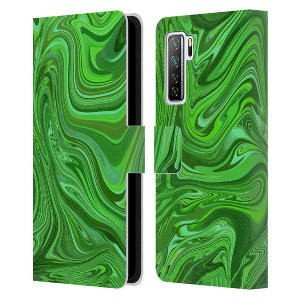 Suzan Lind Marble Emerald Green Leather Book Wallet Case Cover For Huawei Nova 7 SE/P40 Lite 5G