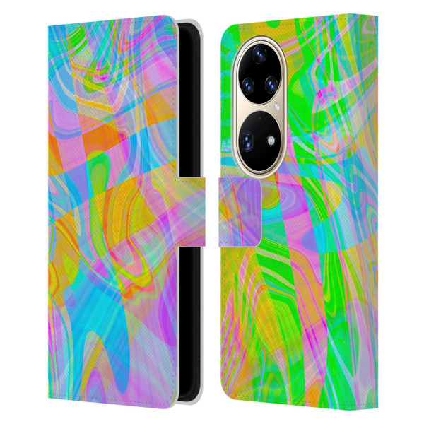 Suzan Lind Marble Abstract Rainbow Leather Book Wallet Case Cover For Huawei P50 Pro