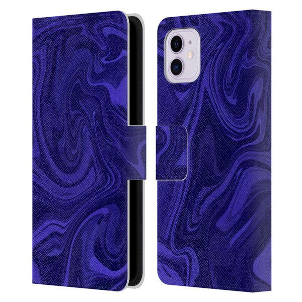 Suzan Lind Marble Indigo Leather Book Wallet Case Cover For Apple iPhone 11