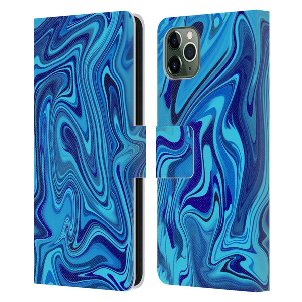 Suzan Lind Marble Blue Leather Book Wallet Case Cover For Apple iPhone 11 Pro Max