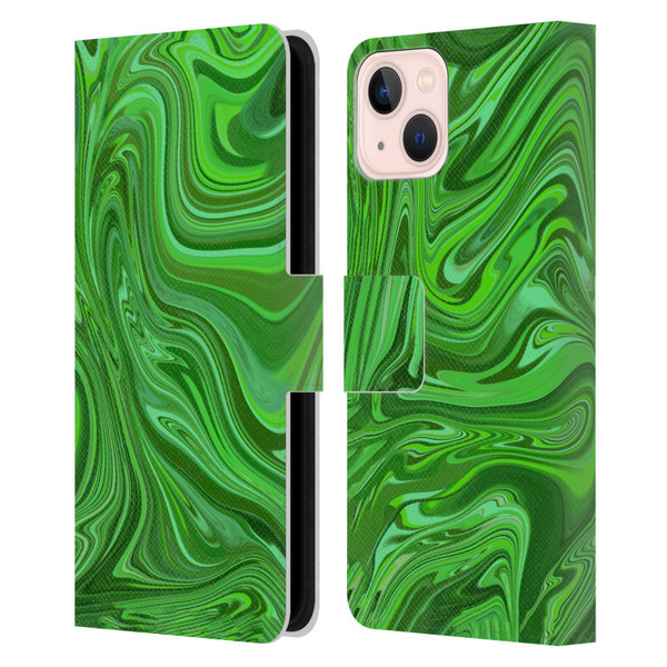 Suzan Lind Marble Emerald Green Leather Book Wallet Case Cover For Apple iPhone 13