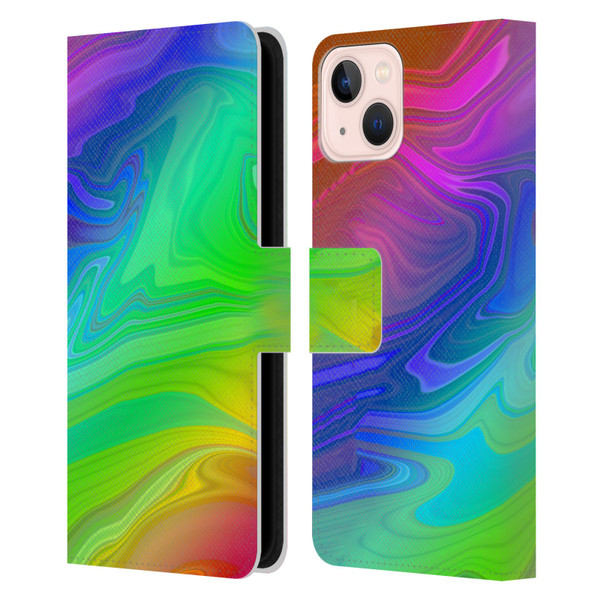 Suzan Lind Marble Rainbow Leather Book Wallet Case Cover For Apple iPhone 13
