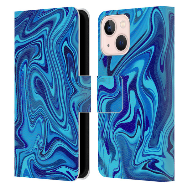 Suzan Lind Marble Blue Leather Book Wallet Case Cover For Apple iPhone 13 Mini