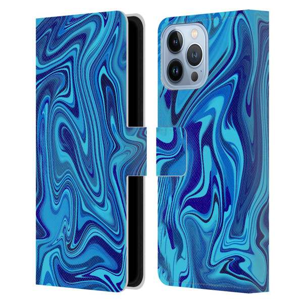 Suzan Lind Marble Blue Leather Book Wallet Case Cover For Apple iPhone 13 Pro Max