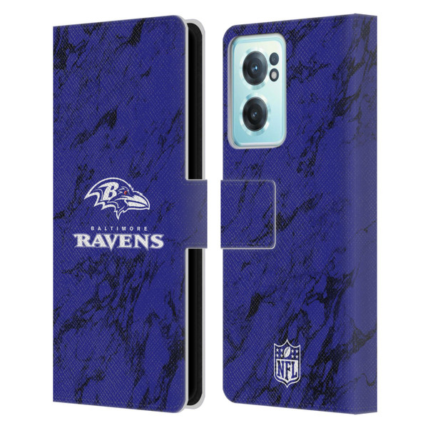 NFL Baltimore Ravens Graphics Coloured Marble Leather Book Wallet Case Cover For OnePlus Nord CE 2 5G