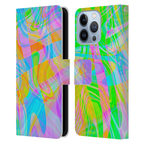 Suzan Lind Marble Abstract Rainbow Leather Book Wallet Case Cover For Apple iPhone 13 Pro