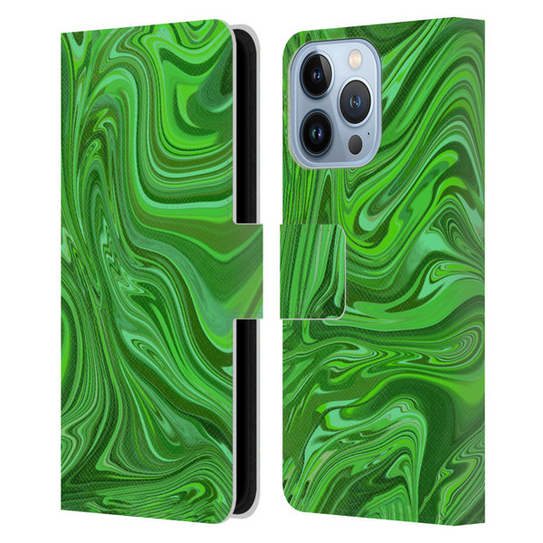 Suzan Lind Marble Emerald Green Leather Book Wallet Case Cover For Apple iPhone 13 Pro