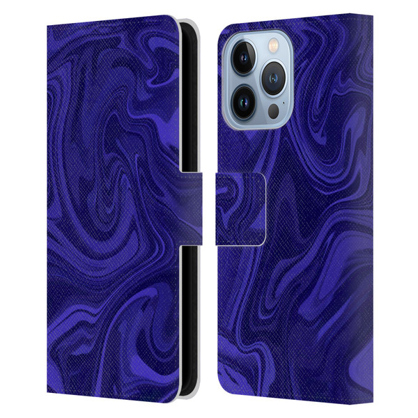 Suzan Lind Marble Indigo Leather Book Wallet Case Cover For Apple iPhone 13 Pro