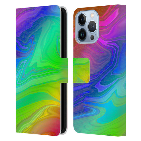 Suzan Lind Marble Rainbow Leather Book Wallet Case Cover For Apple iPhone 13 Pro