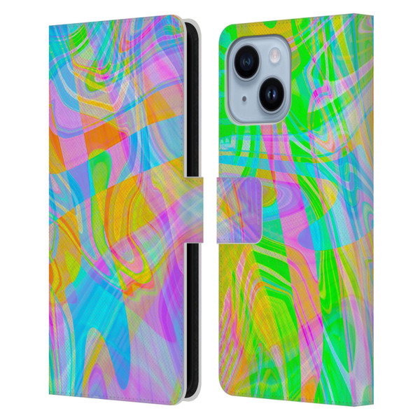 Suzan Lind Marble Abstract Rainbow Leather Book Wallet Case Cover For Apple iPhone 14 Plus