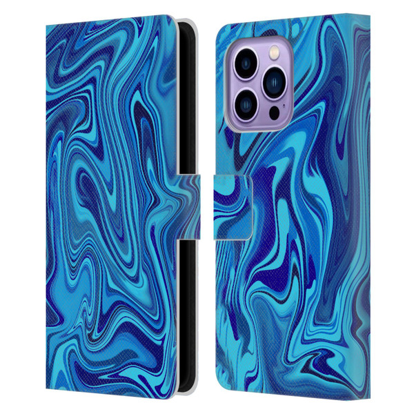 Suzan Lind Marble Blue Leather Book Wallet Case Cover For Apple iPhone 14 Pro Max