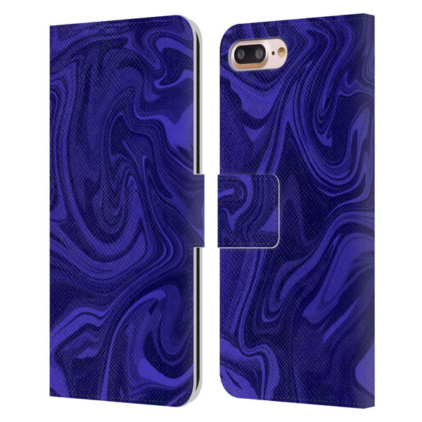 Suzan Lind Marble Indigo Leather Book Wallet Case Cover For Apple iPhone 7 Plus / iPhone 8 Plus