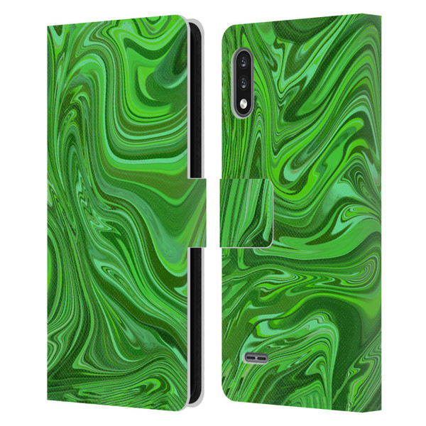 Suzan Lind Marble Emerald Green Leather Book Wallet Case Cover For LG K22