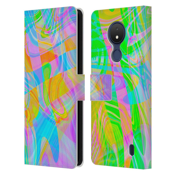 Suzan Lind Marble Abstract Rainbow Leather Book Wallet Case Cover For Nokia C21