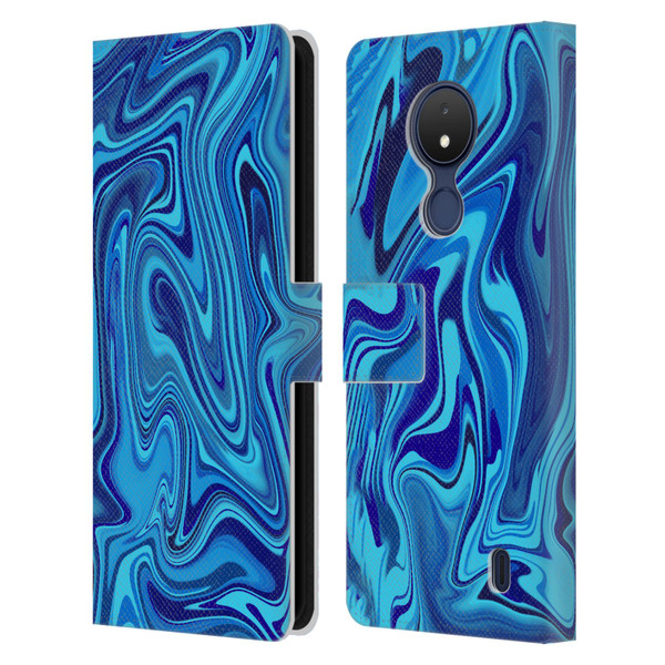 Suzan Lind Marble Blue Leather Book Wallet Case Cover For Nokia C21