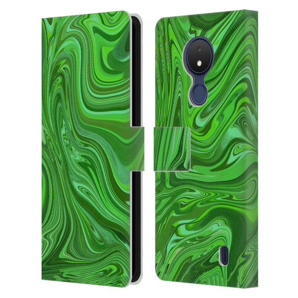 Suzan Lind Marble Emerald Green Leather Book Wallet Case Cover For Nokia C21