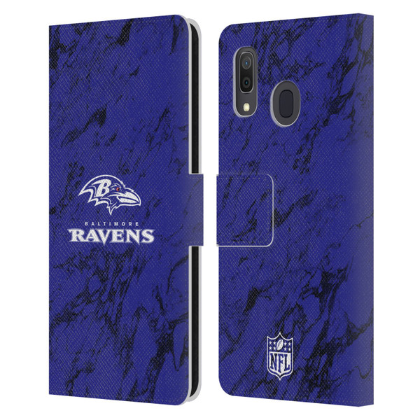 NFL Baltimore Ravens Graphics Coloured Marble Leather Book Wallet Case Cover For Samsung Galaxy A33 5G (2022)