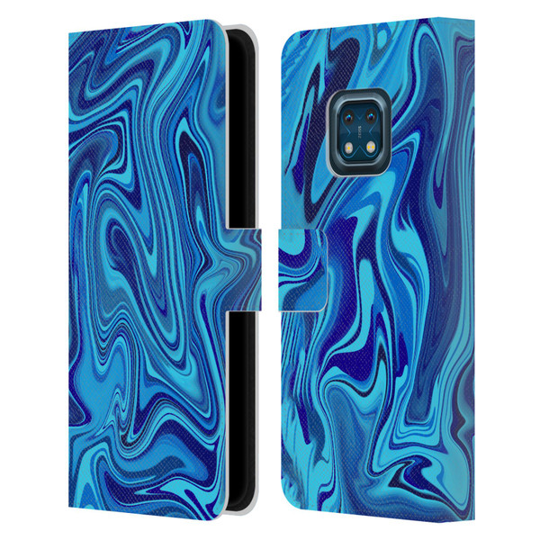 Suzan Lind Marble Blue Leather Book Wallet Case Cover For Nokia XR20