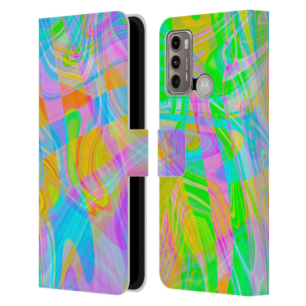 Suzan Lind Marble Abstract Rainbow Leather Book Wallet Case Cover For Motorola Moto G60 / Moto G40 Fusion