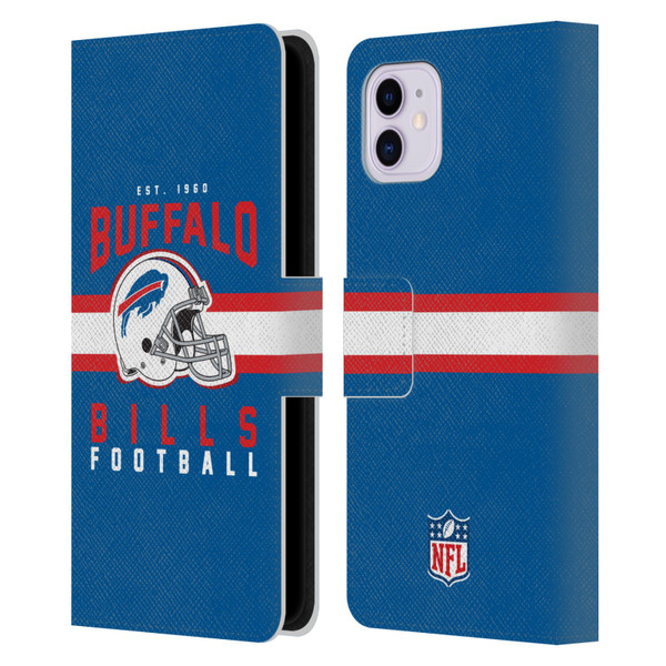 NFL Buffalo Bills Graphics Helmet Typography Leather Book Wallet Case Cover For Apple iPhone 11
