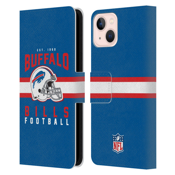 NFL Buffalo Bills Graphics Helmet Typography Leather Book Wallet Case Cover For Apple iPhone 13