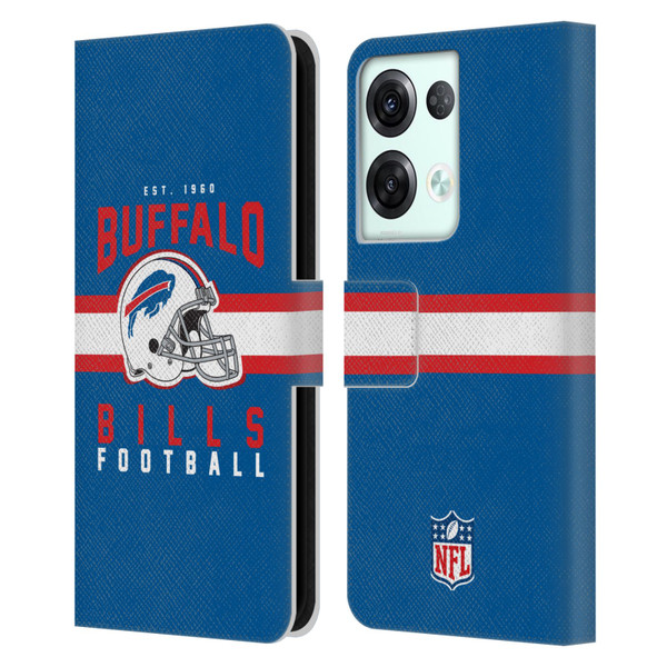 NFL Buffalo Bills Graphics Helmet Typography Leather Book Wallet Case Cover For OPPO Reno8 Pro