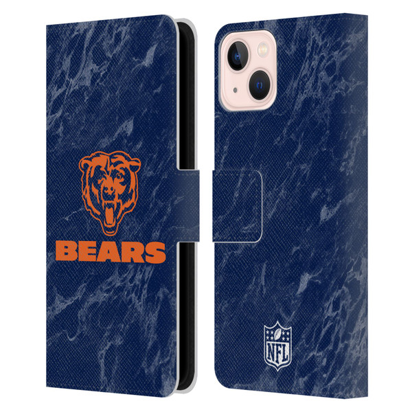 NFL Chicago Bears Graphics Coloured Marble Leather Book Wallet Case Cover For Apple iPhone 13